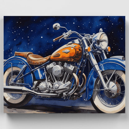 Starlit Classic Motorcycle - Paint by Numbers Kit