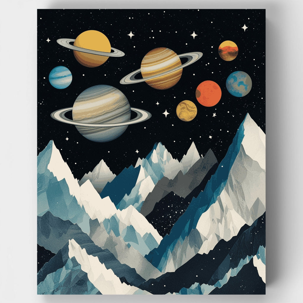 Kit de pintura por números: Montañas del sistema solar — Estándar
