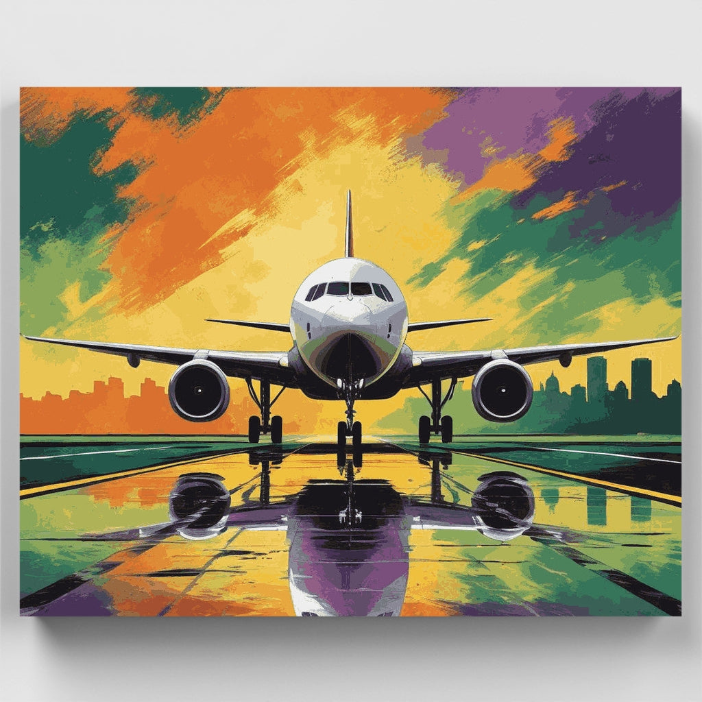 Sunset Airplane Reflection - Paint by Numbers Kit