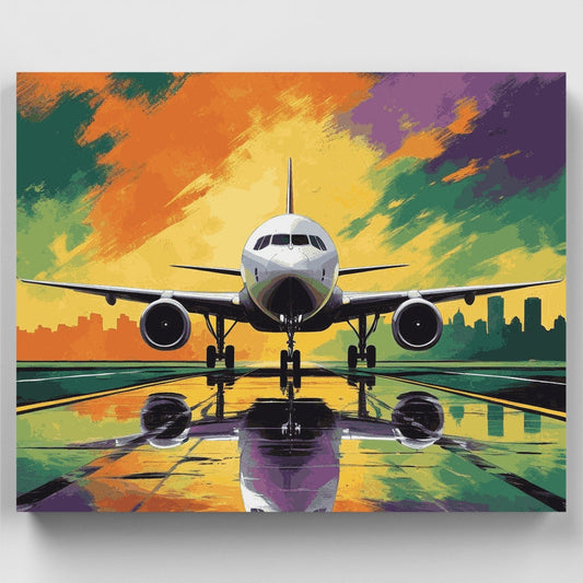 Sunset Airplane Reflection - Paint by Numbers Kit