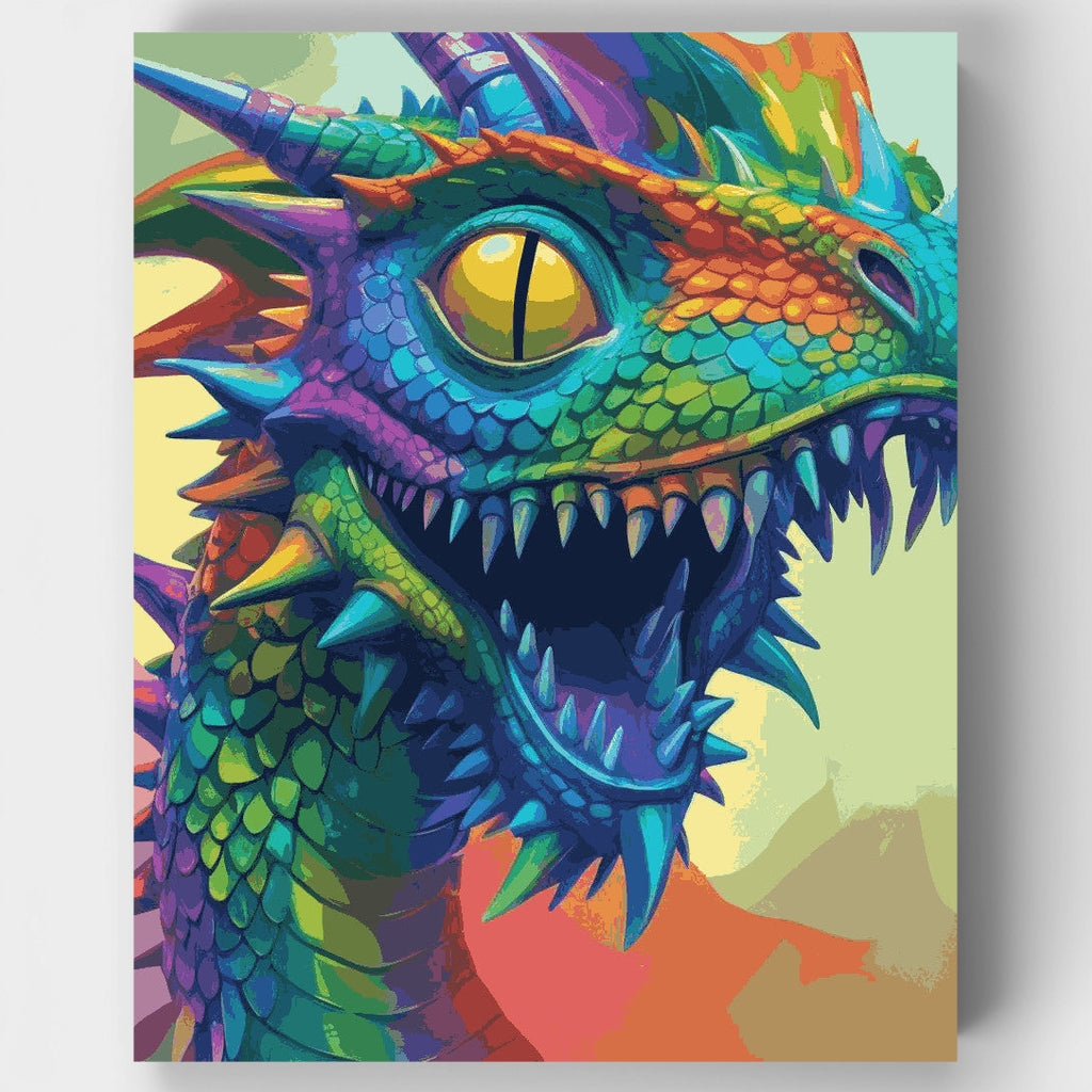 Retrato de dragón iridiscente - Kit de pintura por números — Estándar