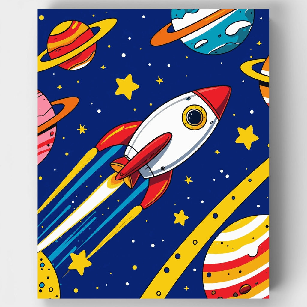 Aventura en el cohete cósmico - Kit de pintura por números — Estándar