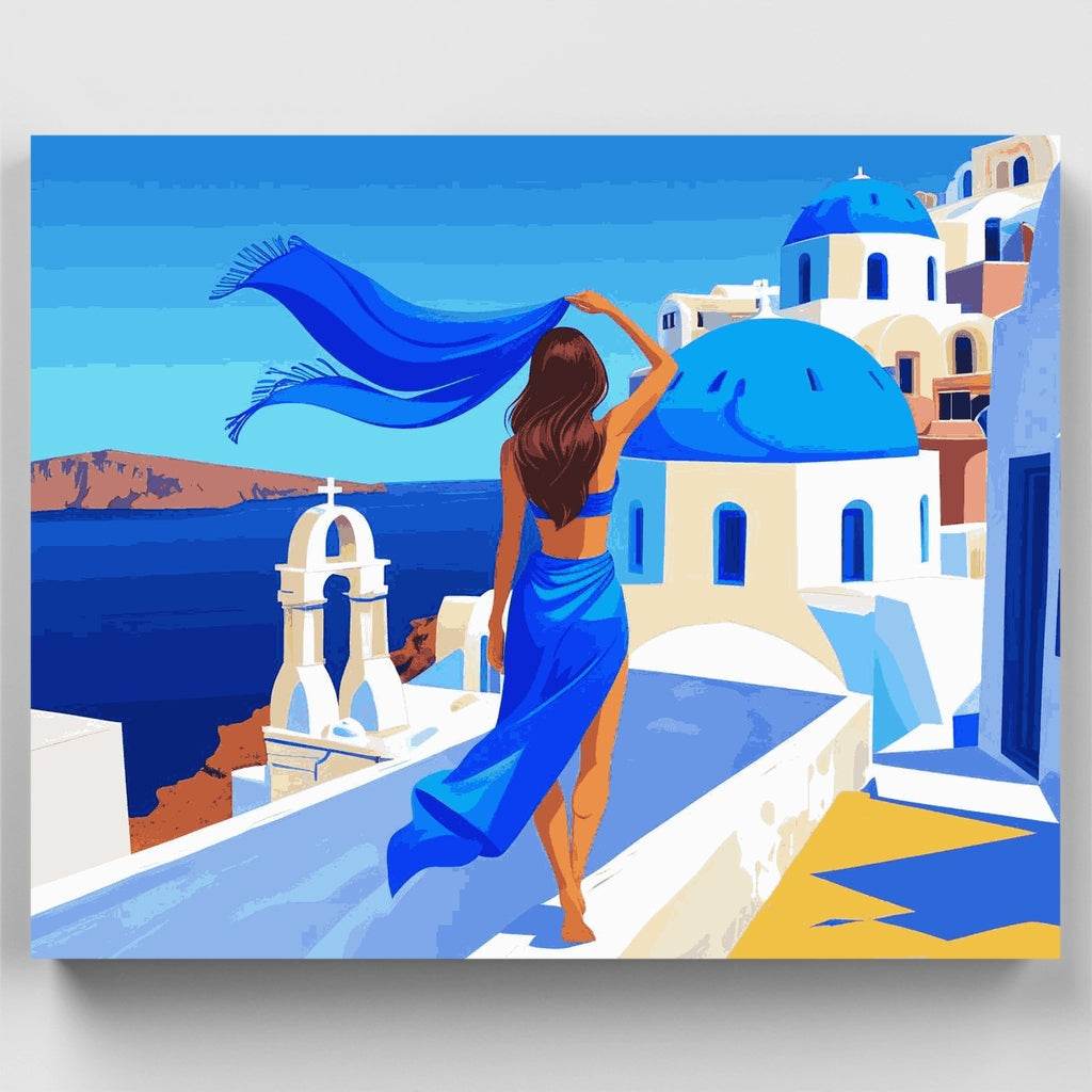 Greek Island Santorini Woman - Paint by Numbers Kit