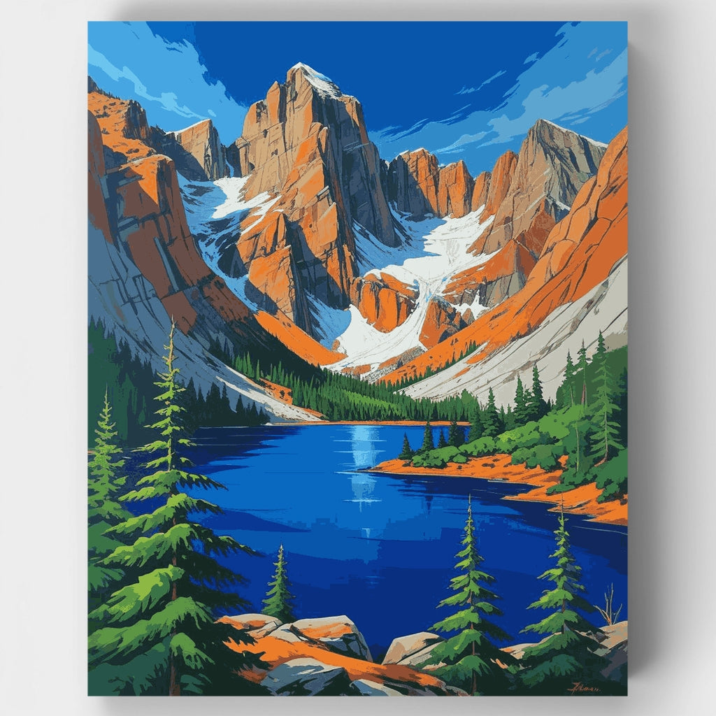Kit de pintura por números - Área silvestre del lago de montaña — Estándar