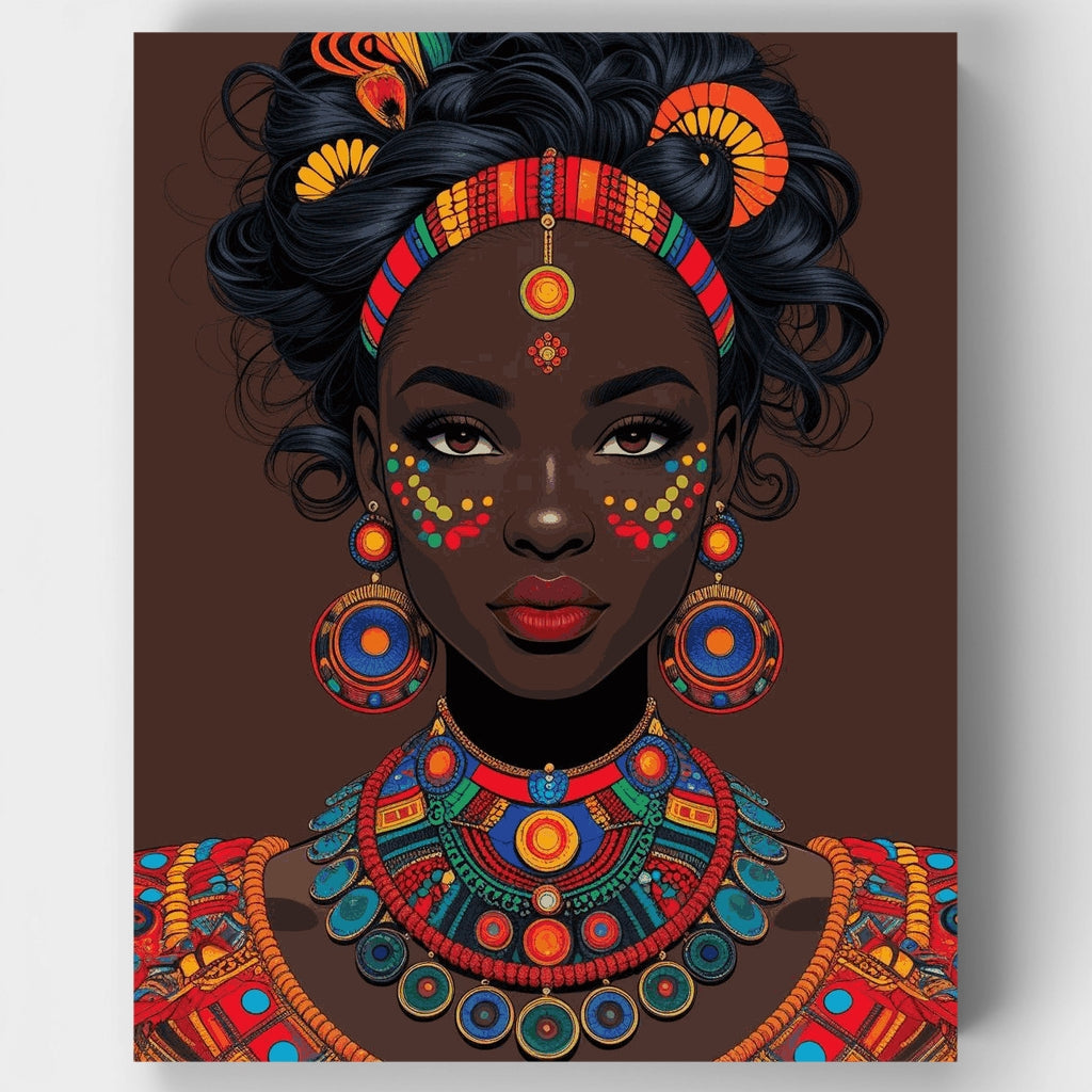 African Beauty with Traditional Jewelry - Paint by Numbers Kit