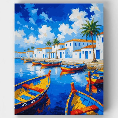 Mediterranean Harbor Boats - Paint by Numbers Kit