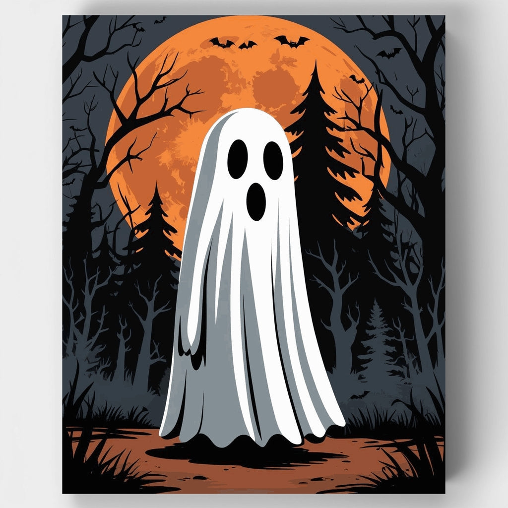 Spooky Ghost in Haunted Forest - Paint by Numbers Kit