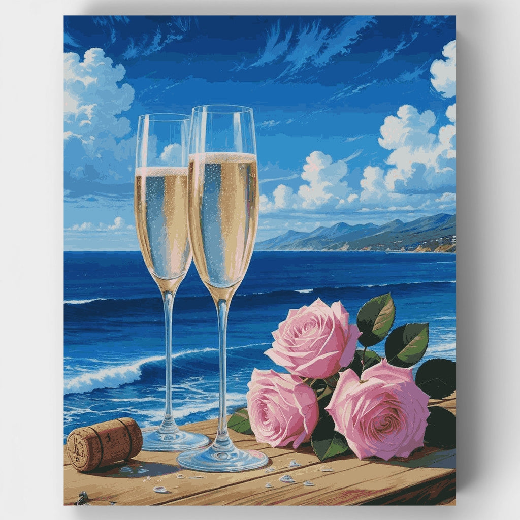 Champagne junto al mar - Kit de pintura por números — Estándar