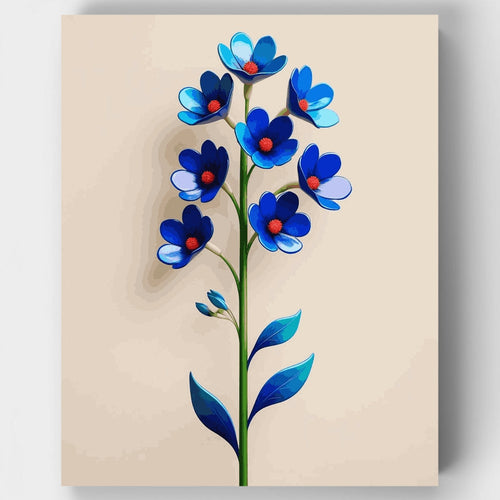 Blue Floral Stem - Paint by Numbers Kit