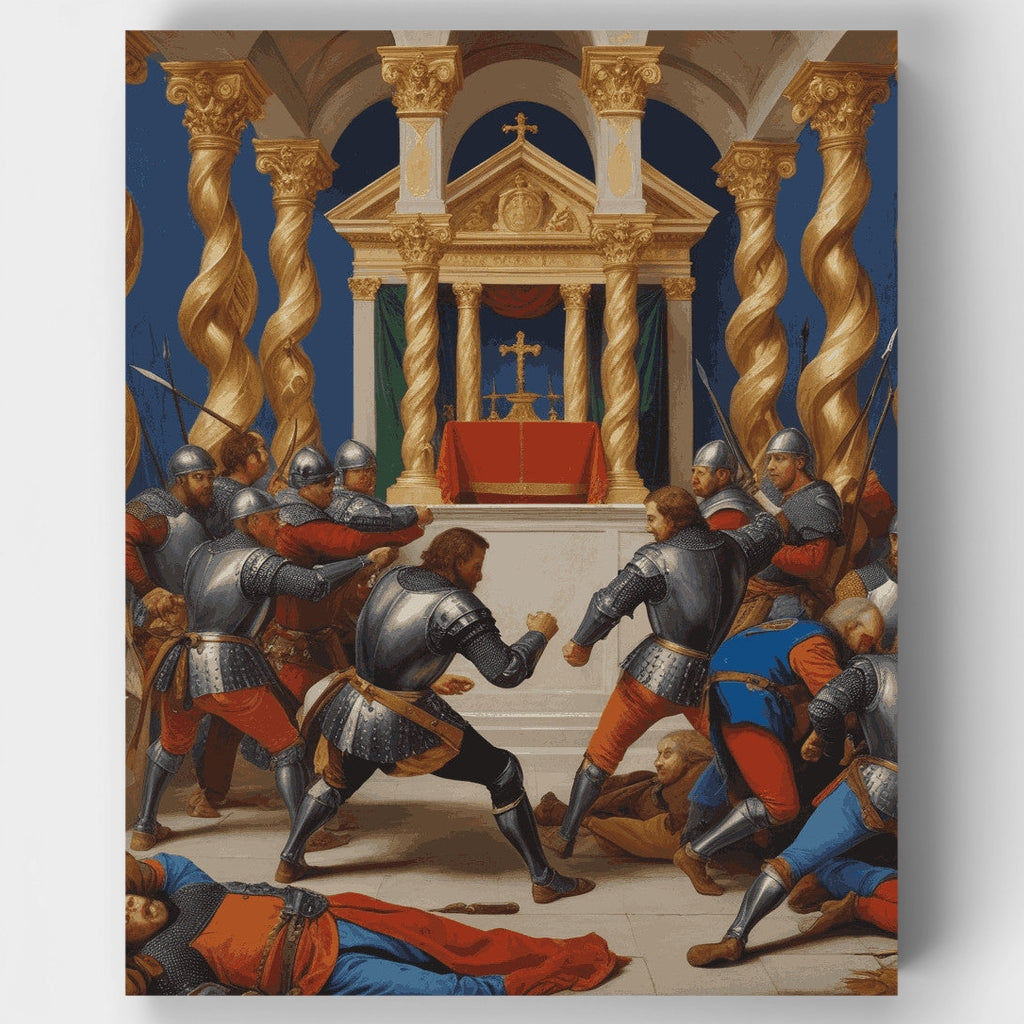 Batalla medieval en capilla sagrada - Kit de pintura por números — Estándar