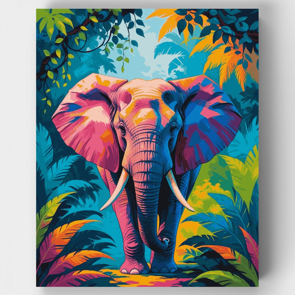 Kit de pintura por números: Elefante de la selva vibrante — Estándar