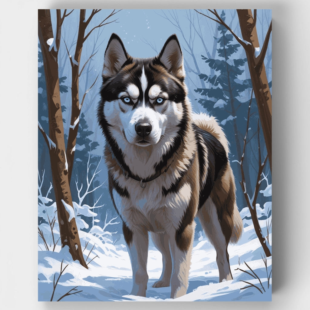 Husky in Winter Forest - Paint by Numbers Kit