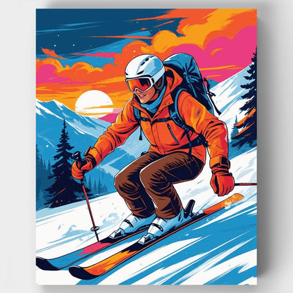 Alpine Sunset Skier - Paint by Numbers Kit