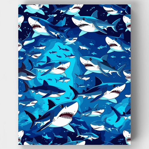 Shark Swarm Ocean Adventure - Paint by Numbers Kit
