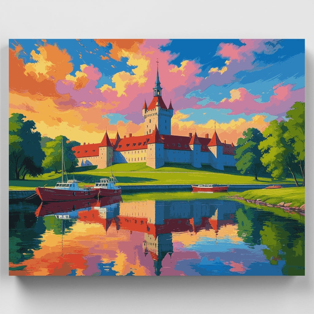 Kit de pintura por números - Castillo majestuoso frente al mar — Estándar