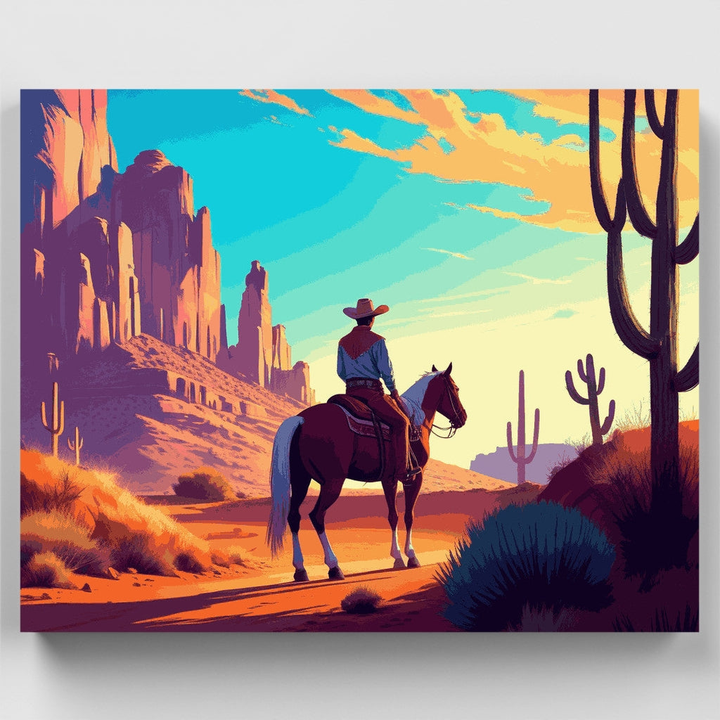 Desert Rider at Sunset - Paint by Numbers Kit