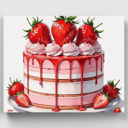 Strawberry Drip Cake - Paint by Numbers Kit