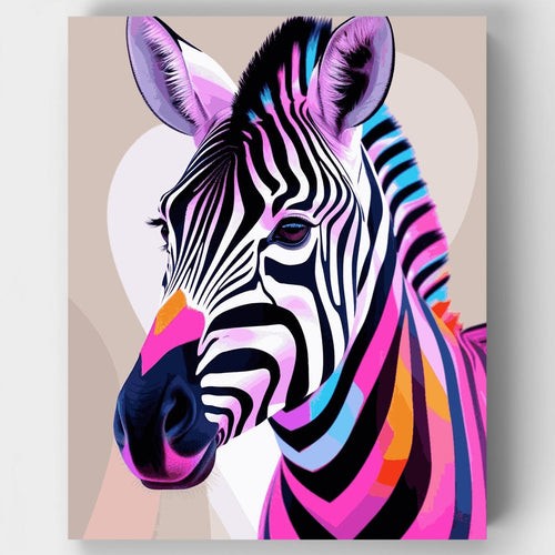 Vibrant Zebra Portrait - Paint by Numbers Kit