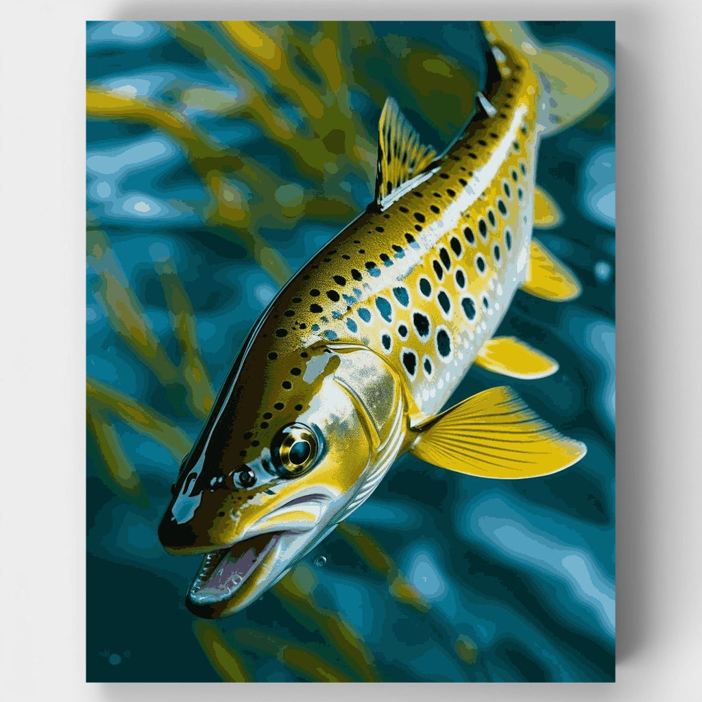 Trucha marrón bajo el agua - Kit de pintura por números — Estándar