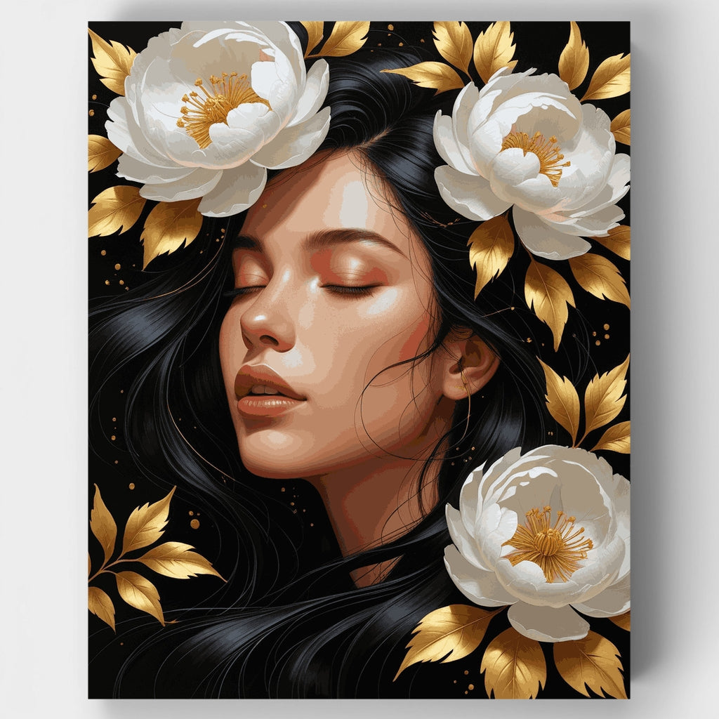 Belleza serena con peonías blancas - Kit de pintura por números — Estándar