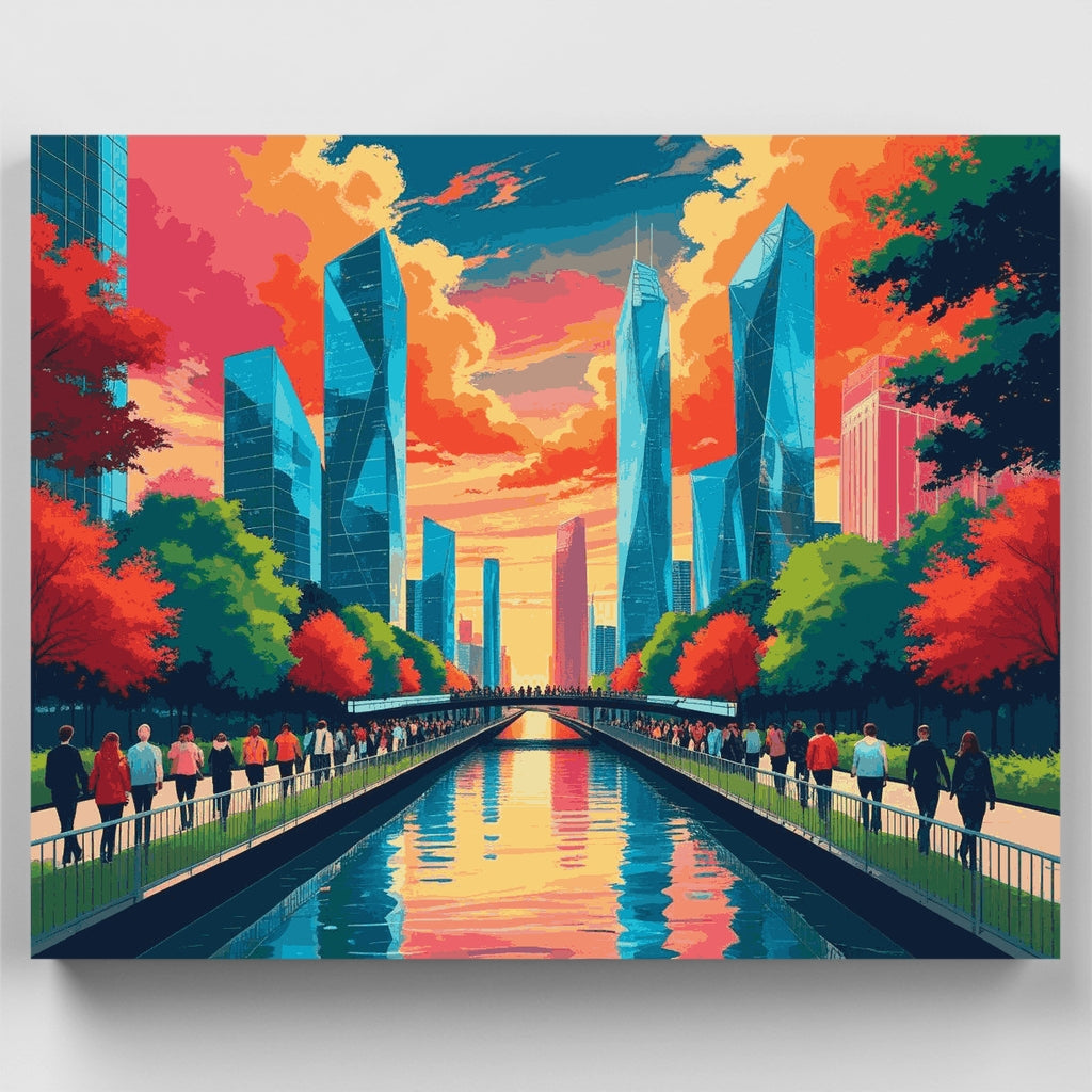 Urban Skyline Sunset - Paint by Numbers Kit
