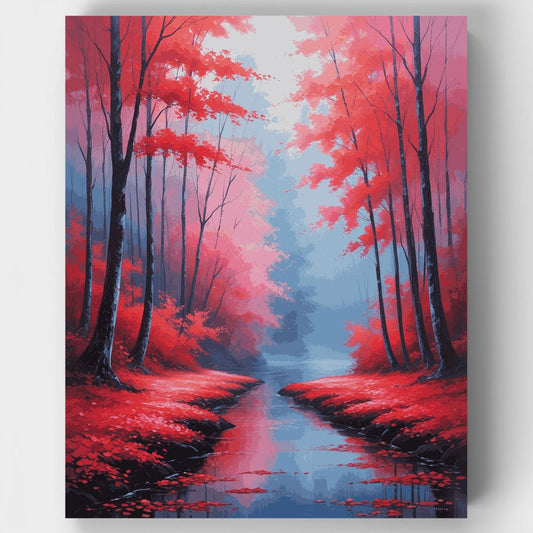 Crimson Forest Stream - Paint by Numbers Kit