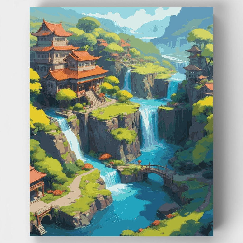 Retiro en la cascada - Kit de pintura por números — Estándar