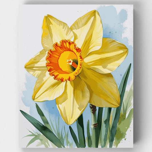 Bright Yellow Daffodil Watercolor - Paint by Numbers Kit