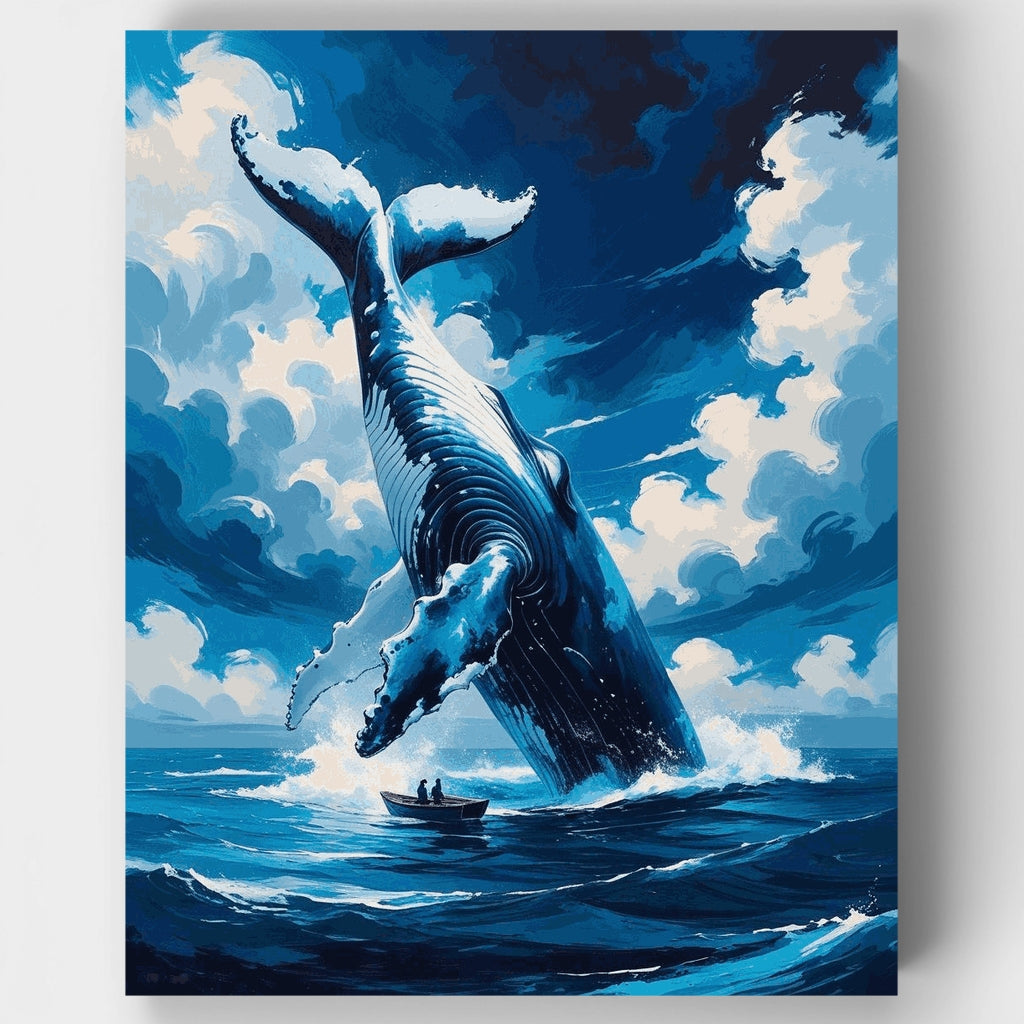 Kit de pintura por números - Majestuosa ballena saliendo del océano — Estándar