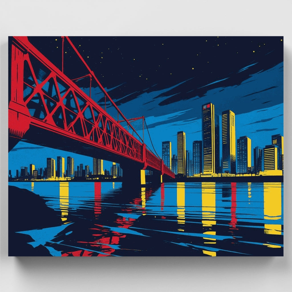 City Bridge Night Skyline - Paint by Numbers Kit