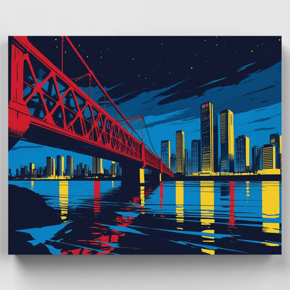 City Bridge Night Skyline - Paint by Numbers Kit