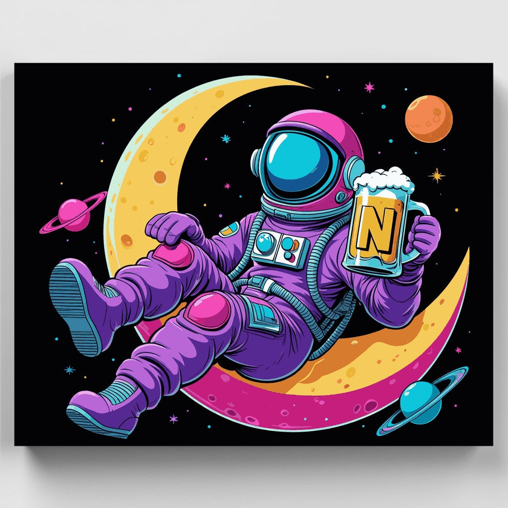 Astronauta cósmico relajándose en la Luna - Kit de pintura por números — Estándar