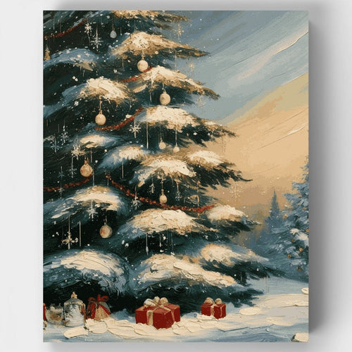 Snowy Christmas Tree - Paint by Numbers Kit