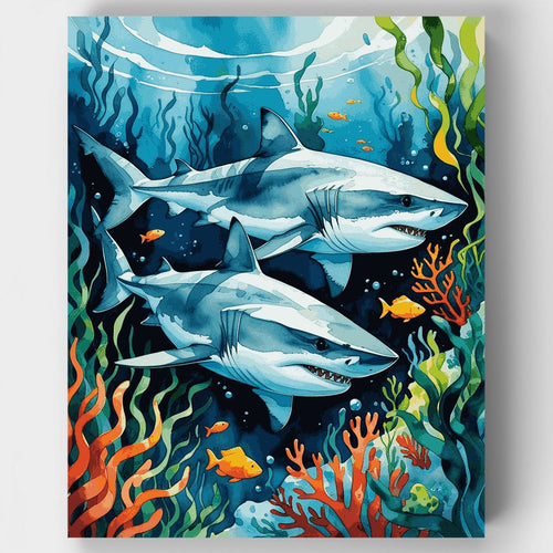 Underwater Sharks Adventure - Paint by Numbers Kit