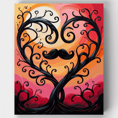 Whimsical Mustache Tree - Paint by Numbers Kit