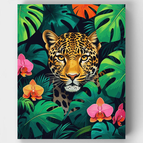 Jaguar in Tropical Paradise - Paint by Numbers Kit