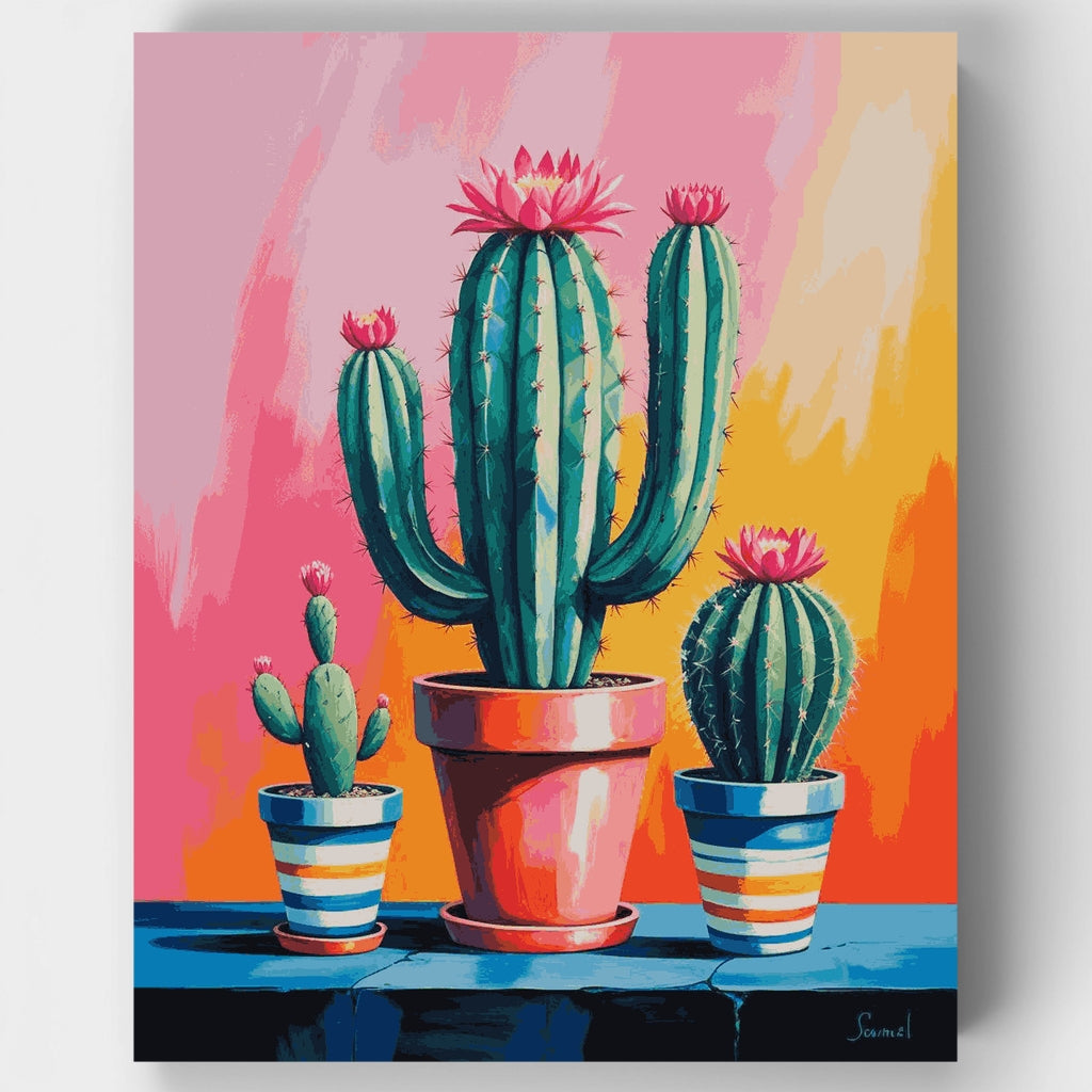Colección de cactus vibrantes - Kit de pintura por números — Estándar