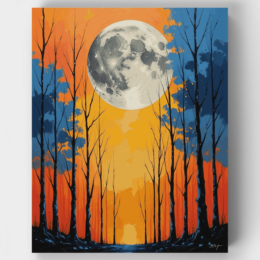 Moonlit Forest in Autumn Colors - Paint by Numbers Kit