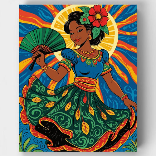 Mexican Dancer with Fan - Paint by Numbers Kit