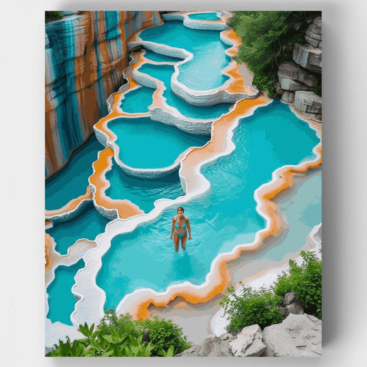Turquoise Terraced Pools - Paint by Numbers Kit