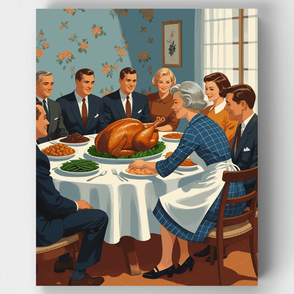 Cena familiar vintage - Kit de pintura por números — Estándar