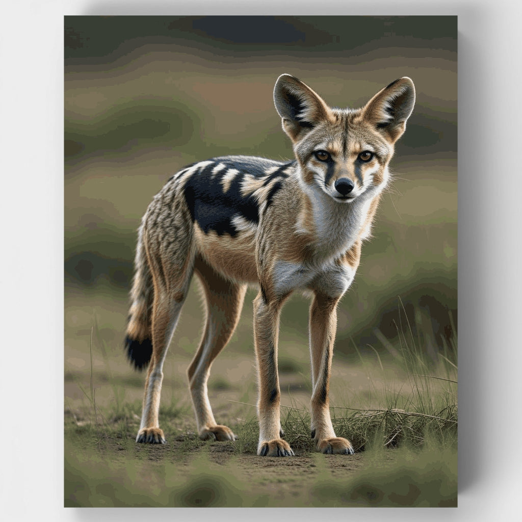 African Wild Dog in Serengeti Grasslands - Paint by Numbers Kit