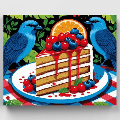 Sweet Birds and Berries Cake - Paint by Numbers Kit