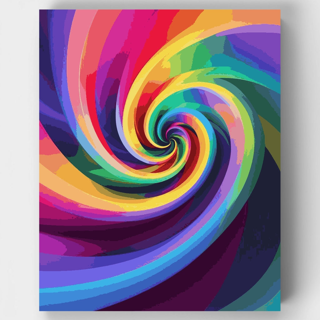 Kit de pintura por números: Espiral de arcoíris vibrante — Estándar
