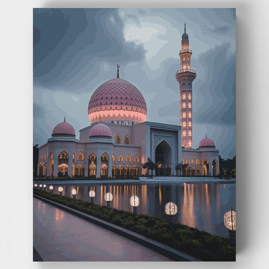 Pink Mosque at Twilight - Paint by Numbers Kit