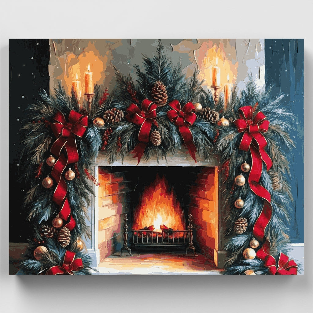 Cozy Christmas Fireplace - Paint by Numbers Kit