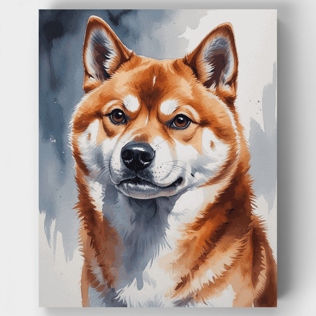 Retrato en acuarela de Shiba Inu - Kit de pintura por números — Estándar
