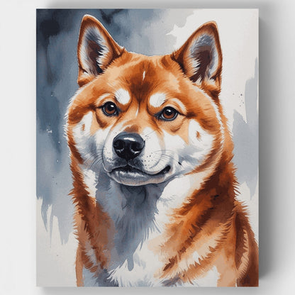 Shiba Inu Watercolor Portrait - Paint by Numbers Kit