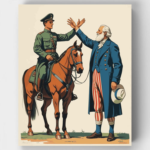 Military Officer and Uncle Sam High Five - Paint by Numbers Kit