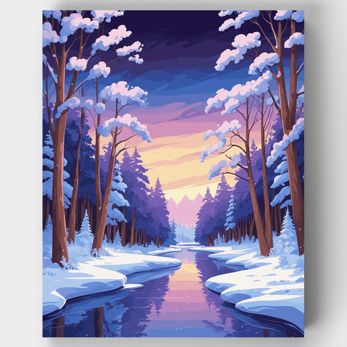 Winter Twilight Stream - Paint by Numbers Kit